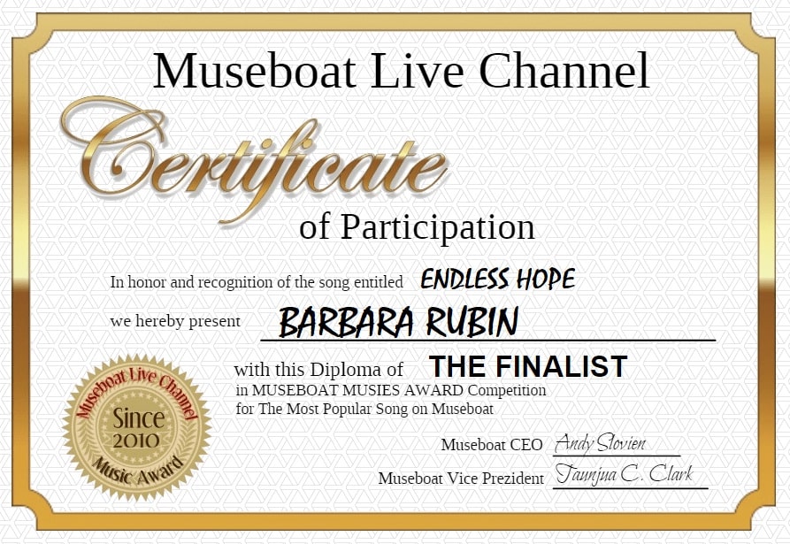 MMA Finalist BARBARA RUBIN on Museboat LIve